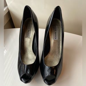 Steve Madden patent black leather stilettos